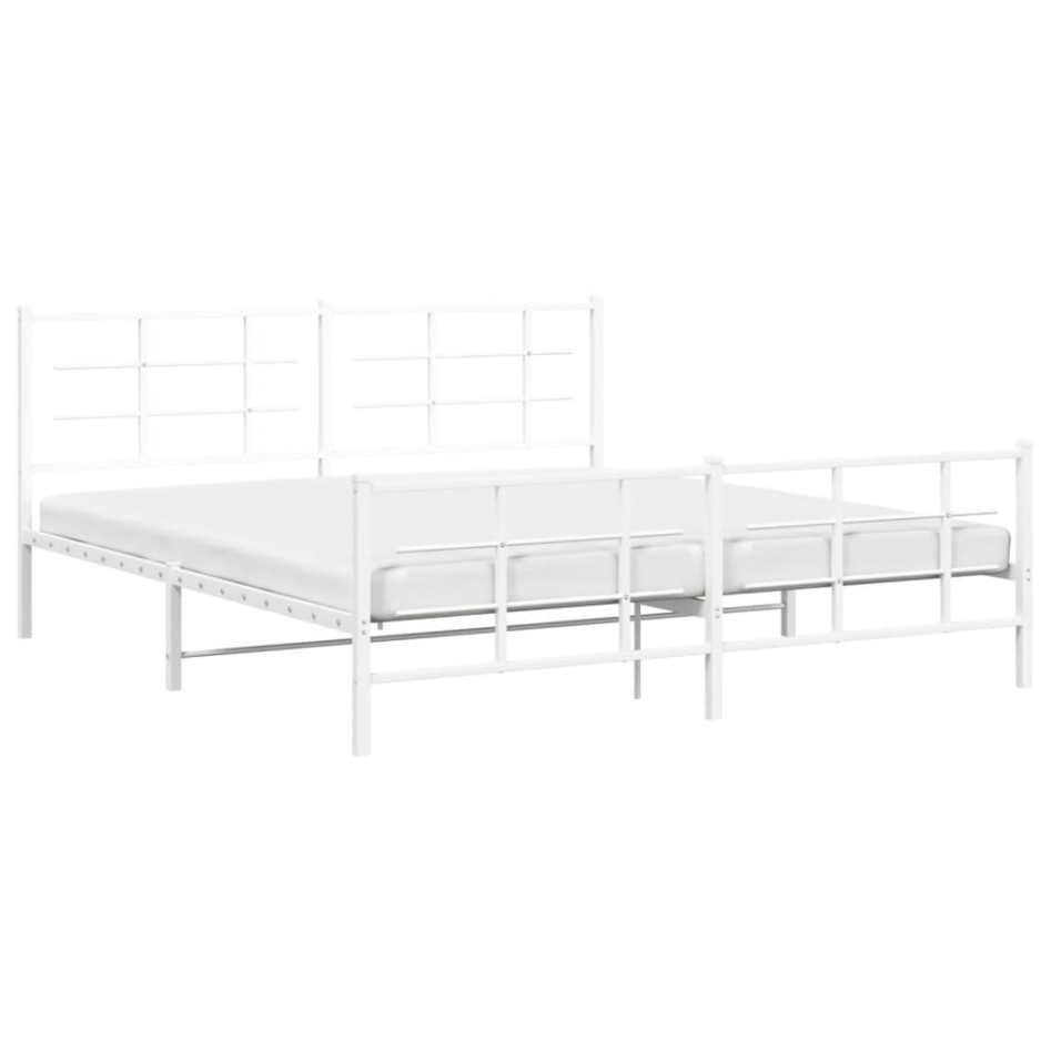 Estructura cama metal con cabecero y pie cama blanco 183x213