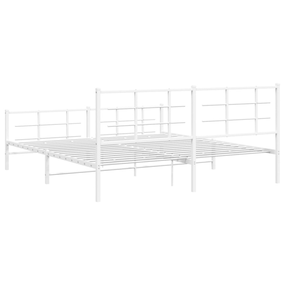 Estructura cama metal con cabecero y pie cama blanco 183x213