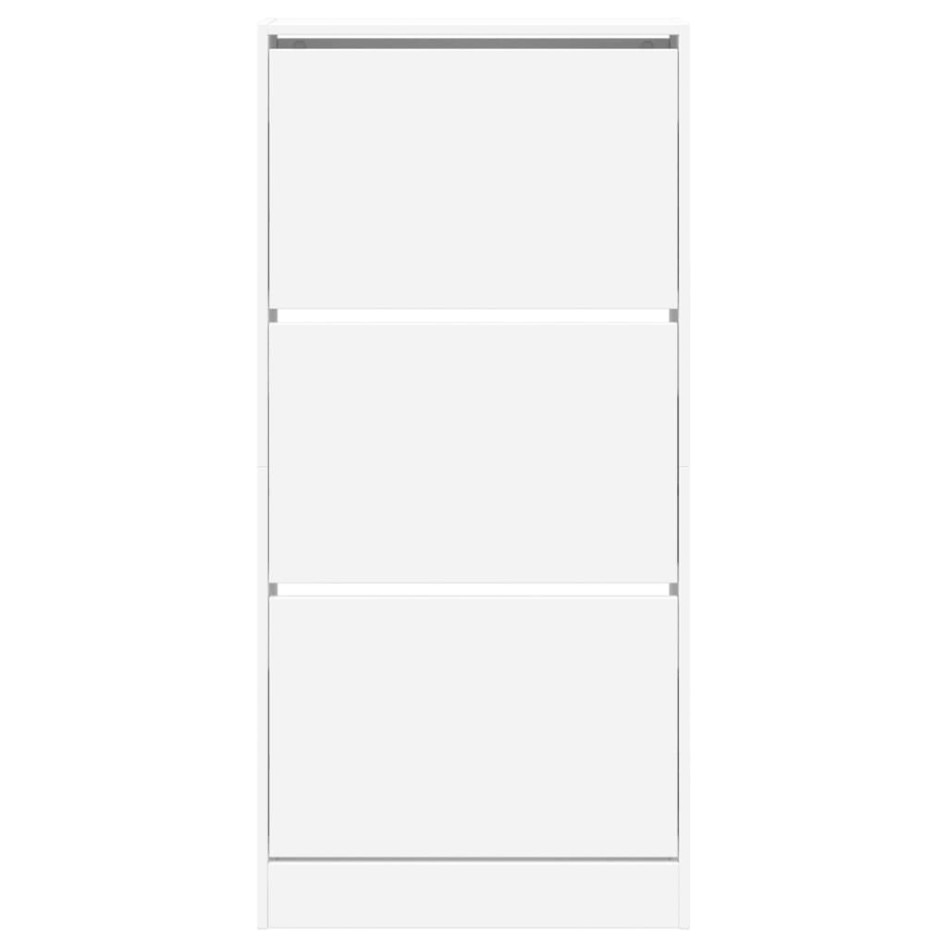 Zapatero de madera de ingeniería blanco 60x21x125,5