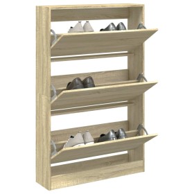 Zapatero de madera de ingeniería roble Sonoma 80x21x125,5
