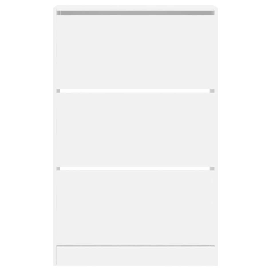 Zapatero de madera de ingeniería blanco 80x21x125,5