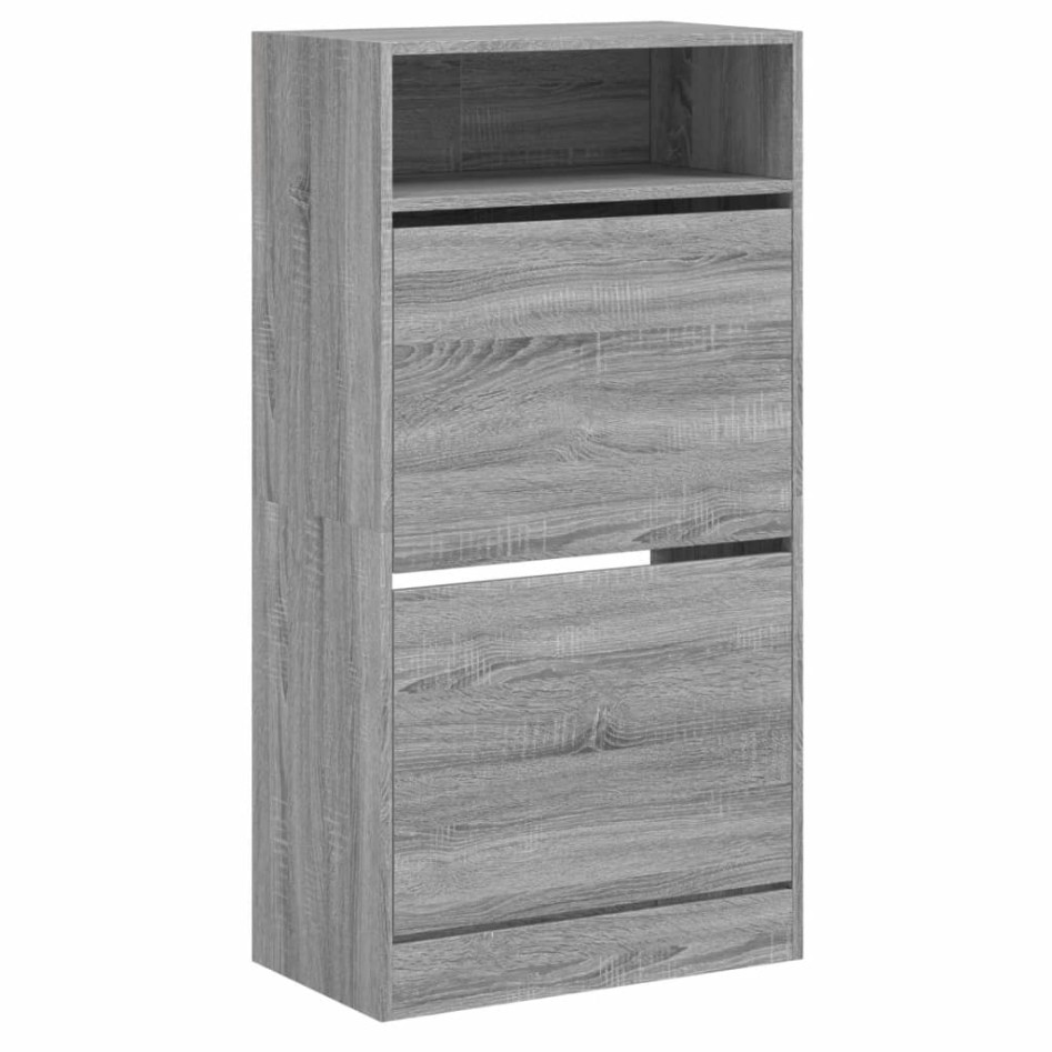 Zapatero de madera de ingeniería gris Sonoma 60x34x116