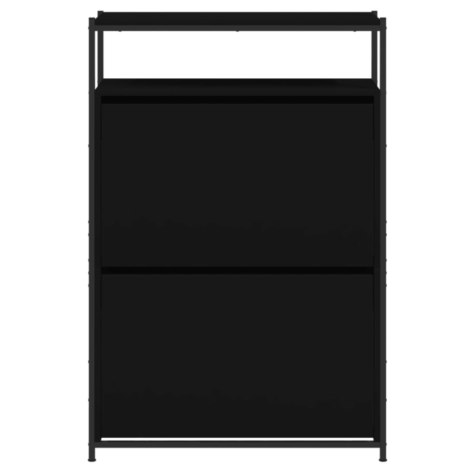 Zapatero de madera de ingeniería negro 75x34x112