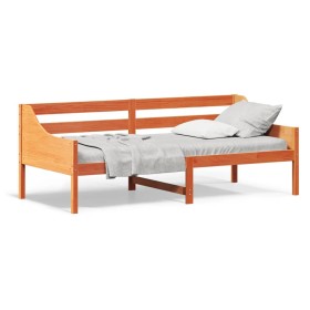 Sofá cama de madera maciza de pino marrón cera 90x200
