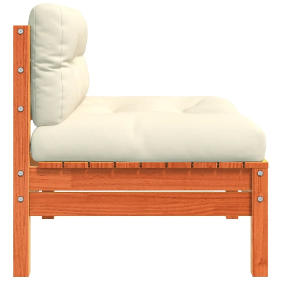 Sofás jardín cojines sin reposabrazos 2 uds madera marrón