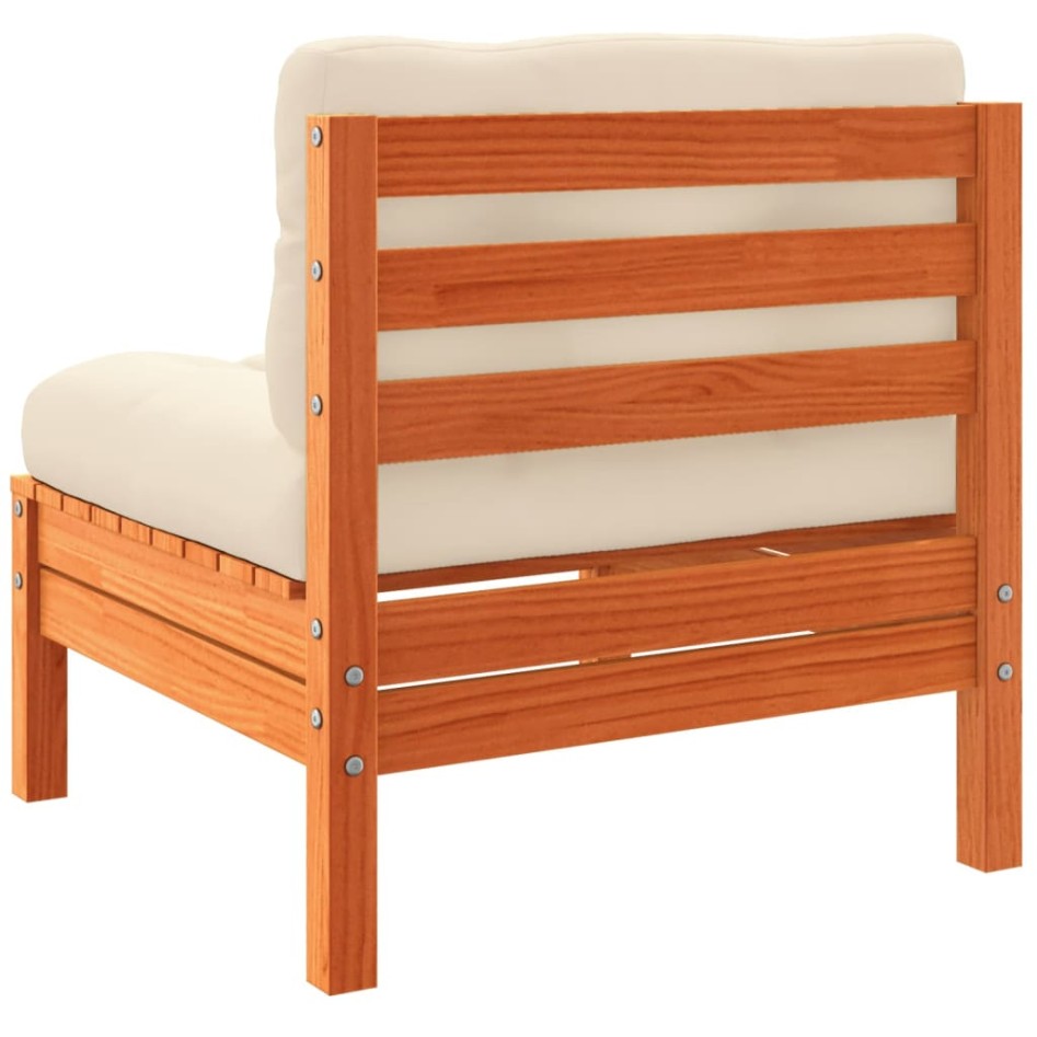 Sofás jardín cojines sin reposabrazos 2 uds madera marrón