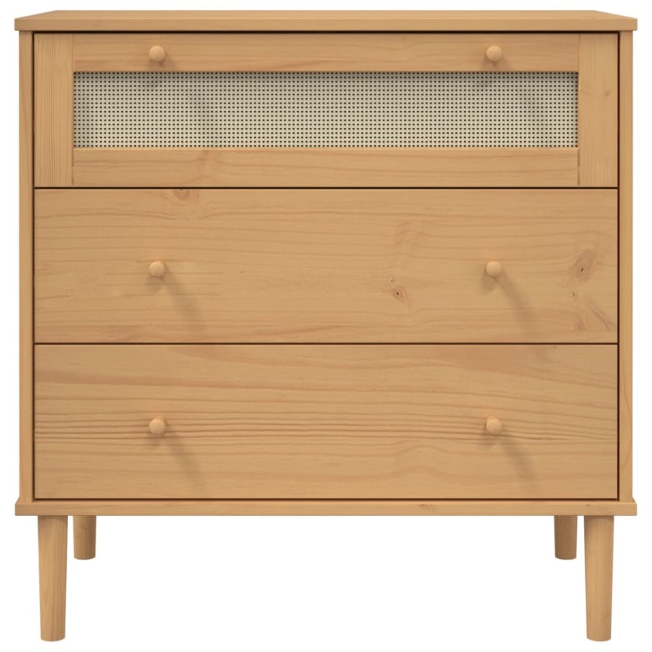Cómoda SENJA aspecto ratán madera maciza pino marrón