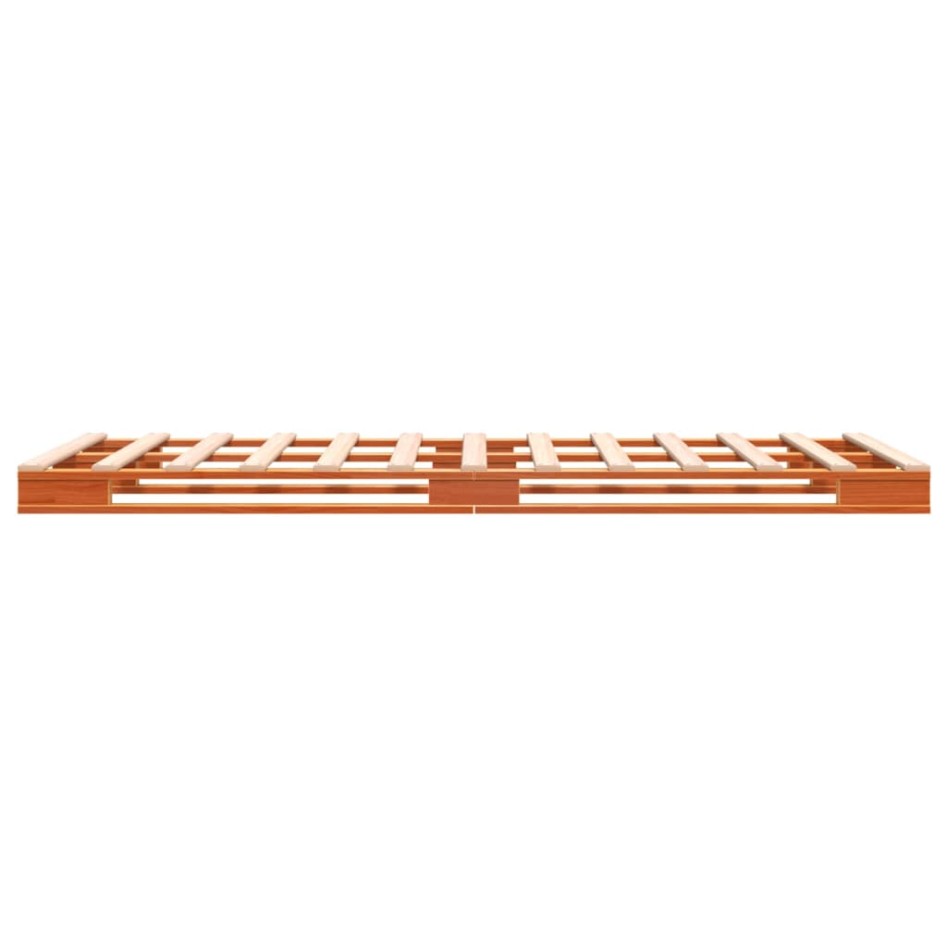 Cama de palets madera maciza de pino marrón cera 90x200