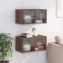 Mueble pared puertas vidrio 2 uds roble marrón 68,5x37x35