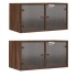 Mueble pared puertas vidrio 2 uds roble marrón 68,5x37x35