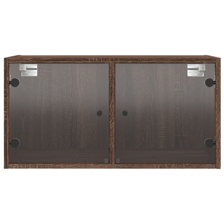 Mueble pared puertas vidrio 2 uds roble marrón 68,5x37x35