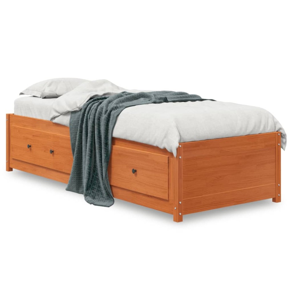 Sofá cama de madera maciza de pino marrón cera 90x200
