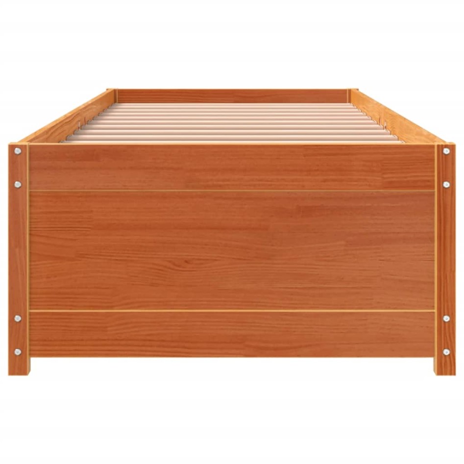 Sofá cama de madera maciza de pino marrón cera 90x200