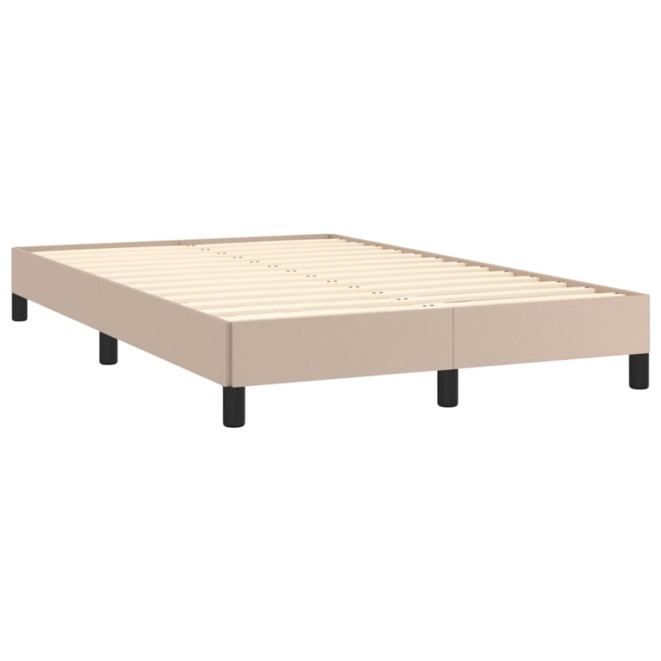 Cama box spring con colchón cuero sintético capuchino