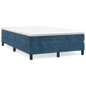 Cama box spring con colchón terciopelo azul oscuro 120x190