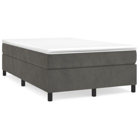 Cama box spring con colchón terciopelo gris oscuro 120x190