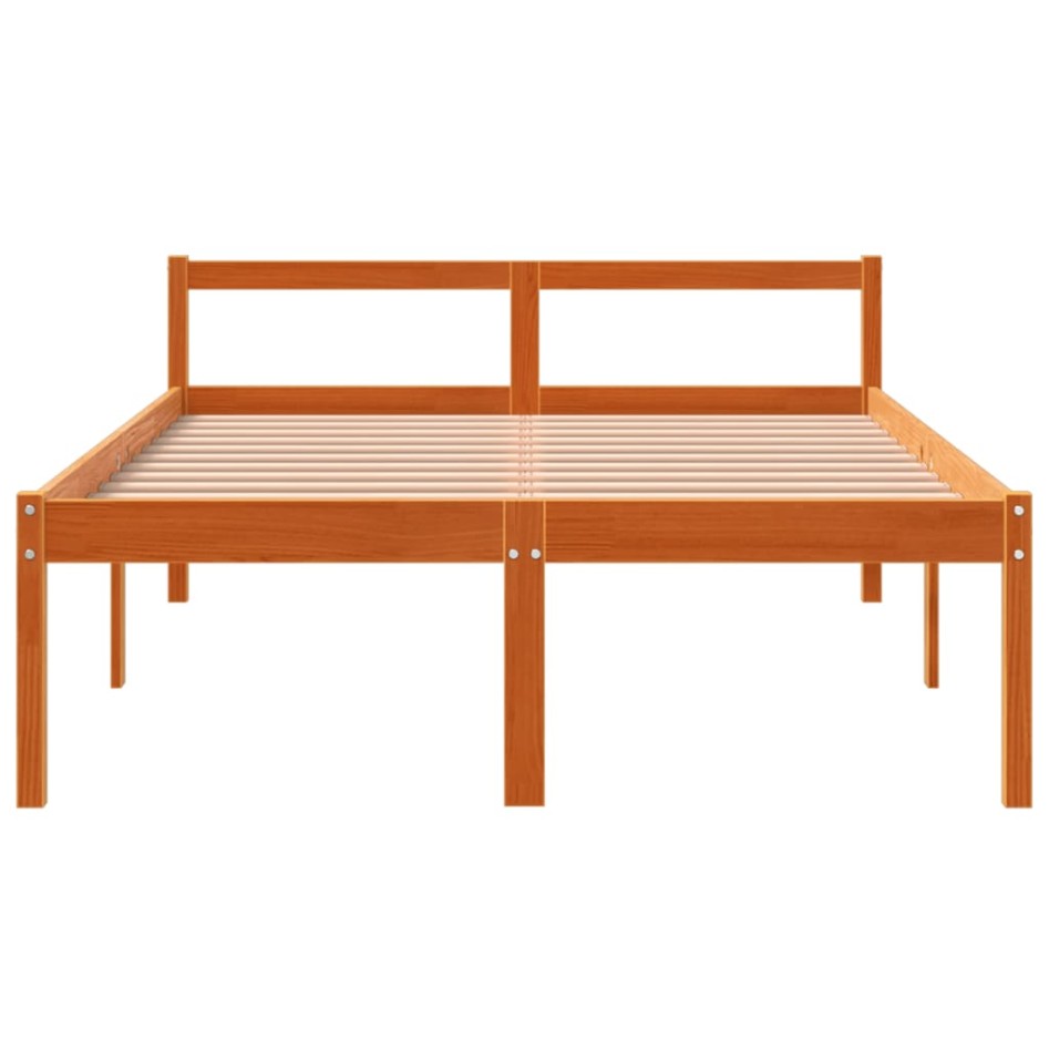 Cama para mayores madera maciza de pino marrón cera 120x200