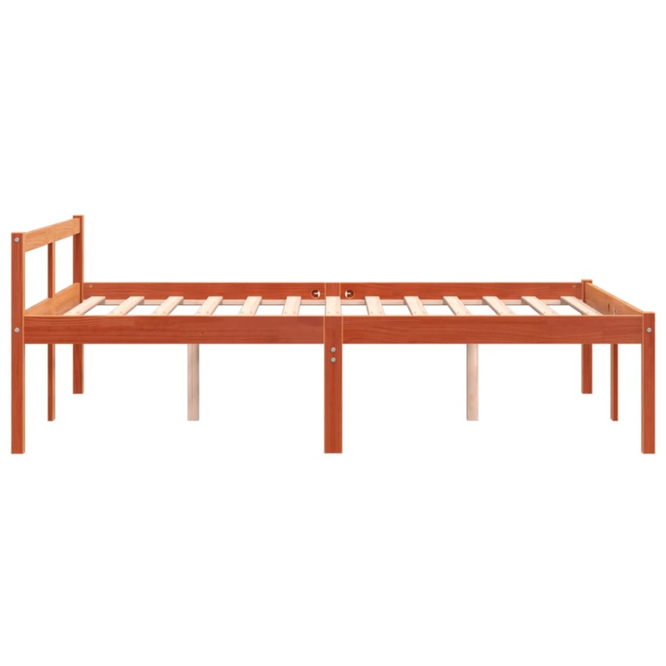 Cama para mayores madera maciza de pino marrón cera 120x200