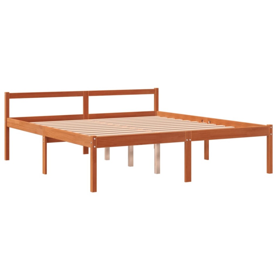 Cama para mayores madera maciza de pino marrón cera 160x200