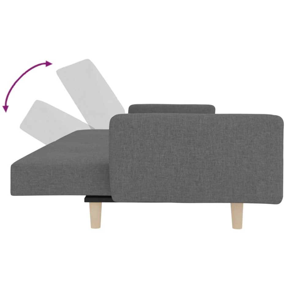 Sofá cama de 2 plazas con dos almohadas tela gris