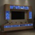Muebles de TV de pared con luces LED 8 piezas roble