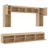 Muebles de TV de pared con luces LED 8 piezas roble