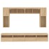 Muebles de TV de pared con luces LED 8 piezas roble