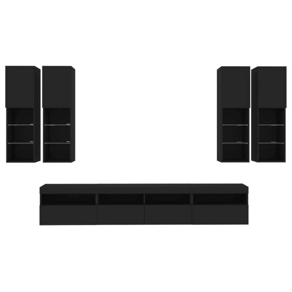 Muebles de TV de pared con luces LED 7 piezas