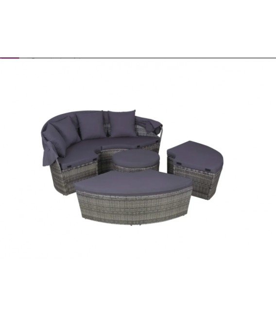Cama Lounge en ratán gris, modelo Mangoria
