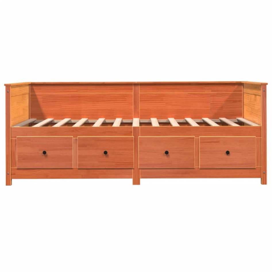 Sofá cama de madera maciza de pino marrón cera 90x200