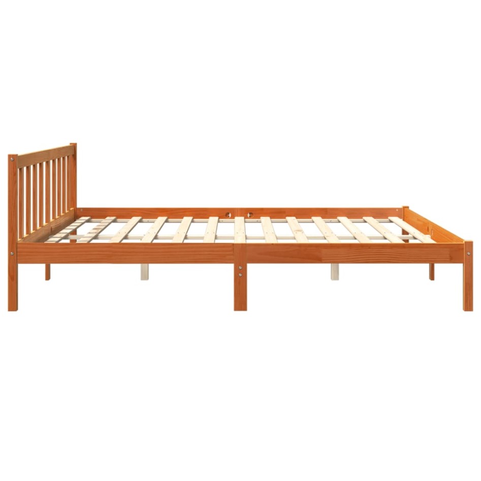 Estructura de cama madera maciza pino marrón cera 180x200