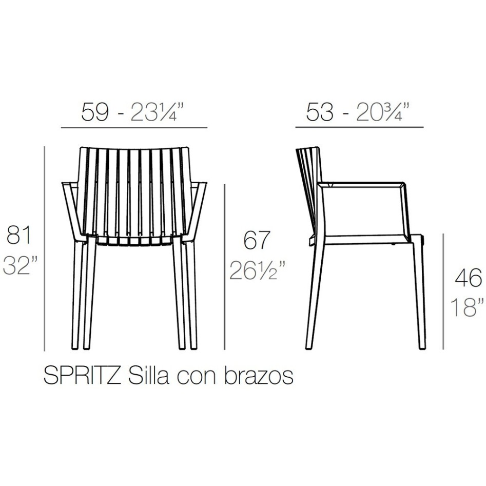 Silla con brazos, apilable, modelo Spritz