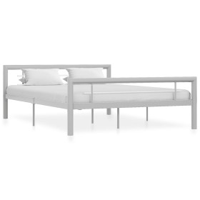 Estructura de cama de metal gris y blanco 140x200