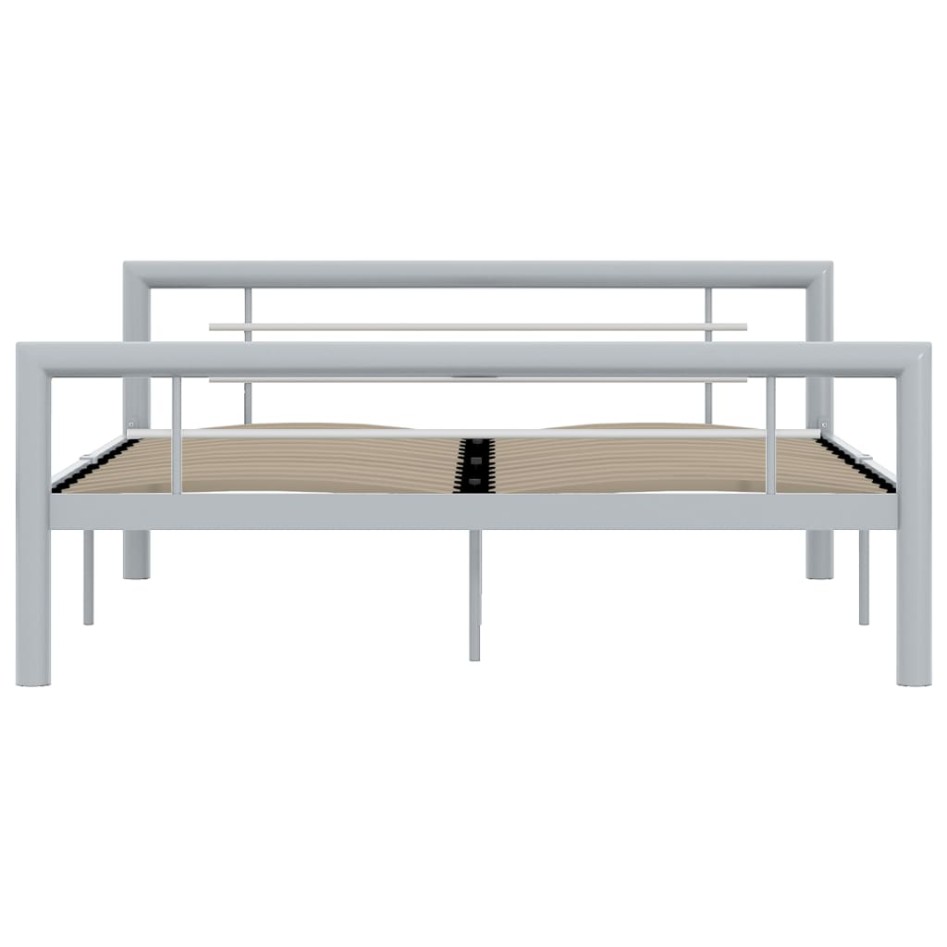 Estructura de cama de metal gris y blanco 140x200
