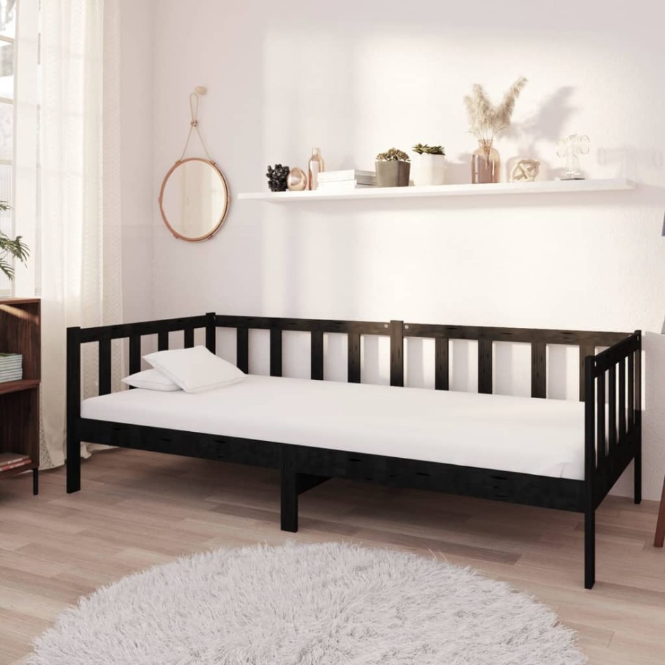 Sofá cama de madera maciza de pino negro 90x200