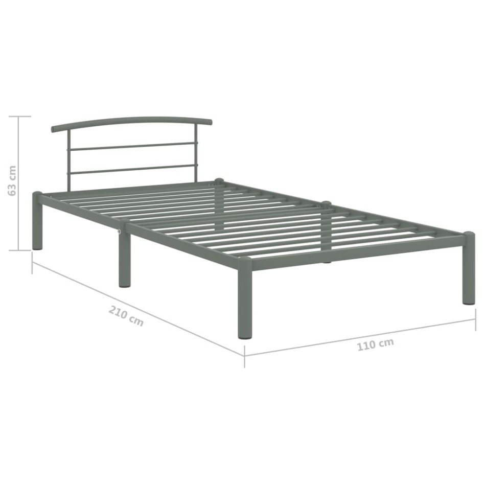 Estructura de cama de metal gris 100x200