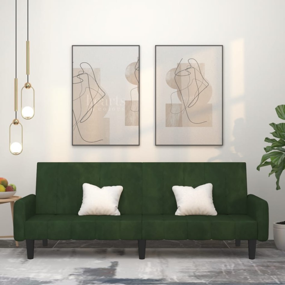 Sofá cama de 2 plazas terciopelo verde