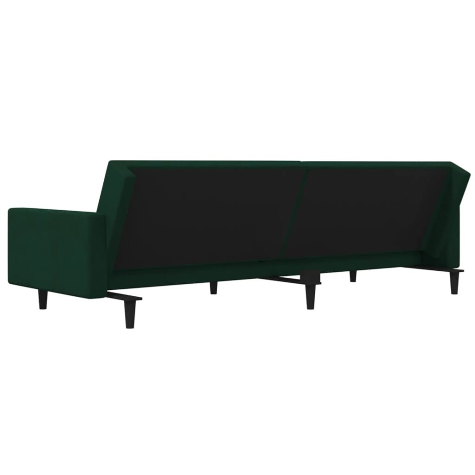 Sofá cama de 2 plazas con dos almohadas terciopelo verde