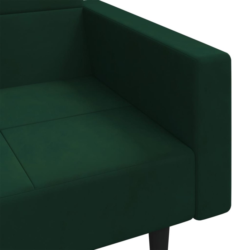 Sofá cama de 2 plazas con dos almohadas terciopelo verde
