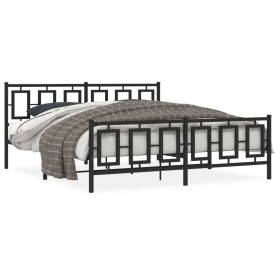 Estructura de cama cabecero y estribo metal negro 180x200