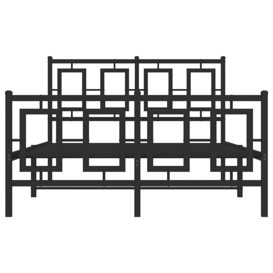 Estructura de cama con cabecero y pie metal negro 120x190