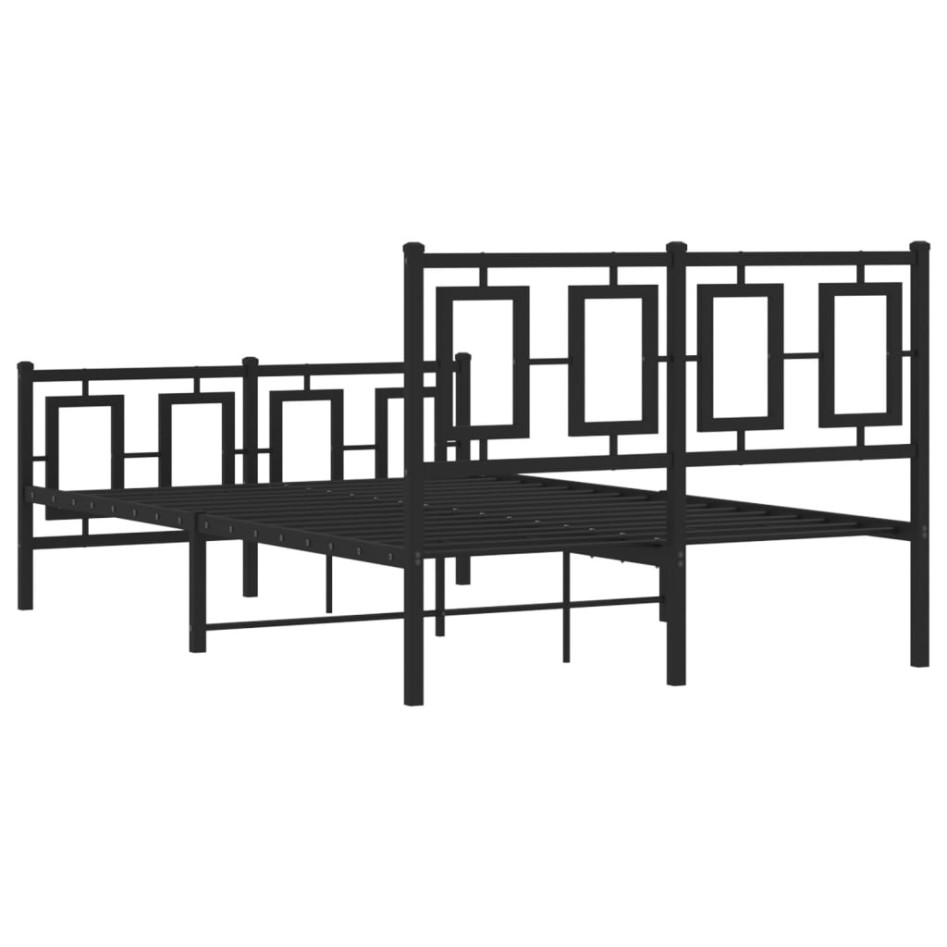 Estructura de cama con cabecero y pie metal negro 120x190