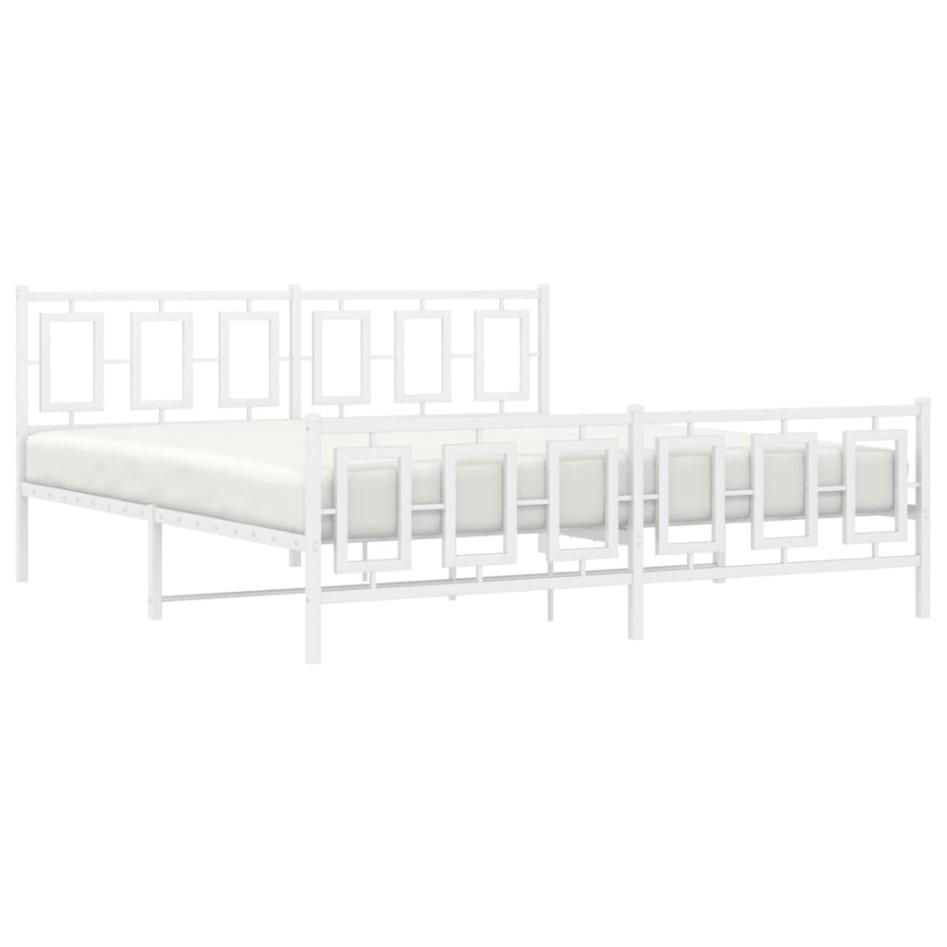 Estructura cama metal con cabecero y pie cama blanco 183x213