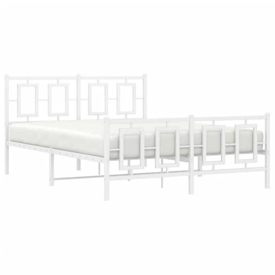 Estructura cama metal con cabecero y estribo blanco 135x190