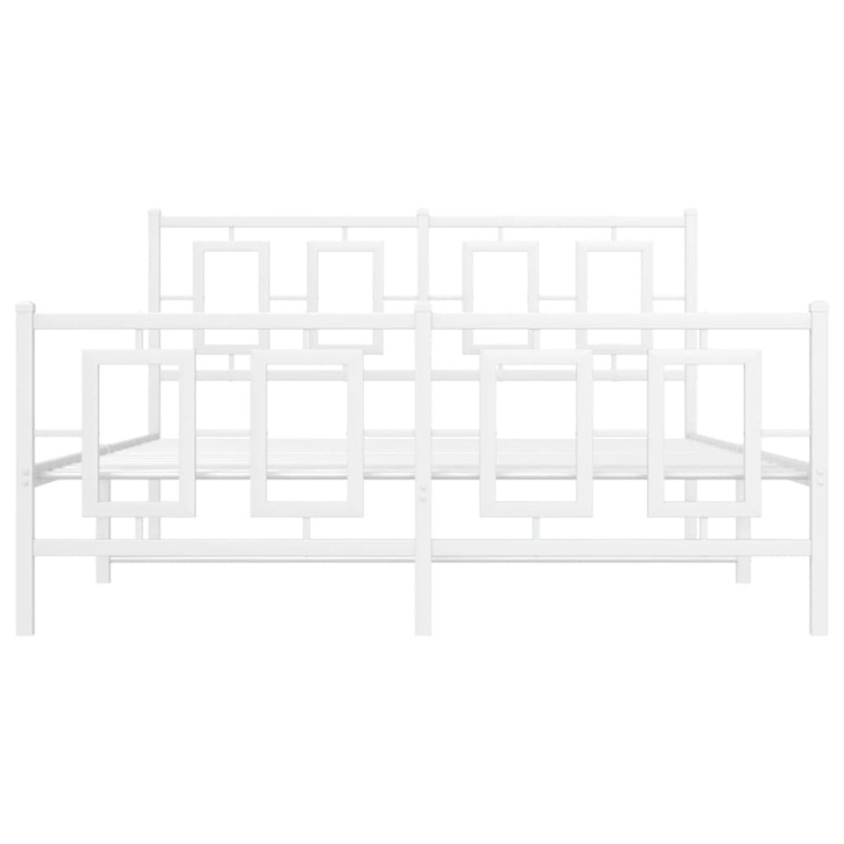 Estructura cama metal con cabecero y estribo blanco 135x190