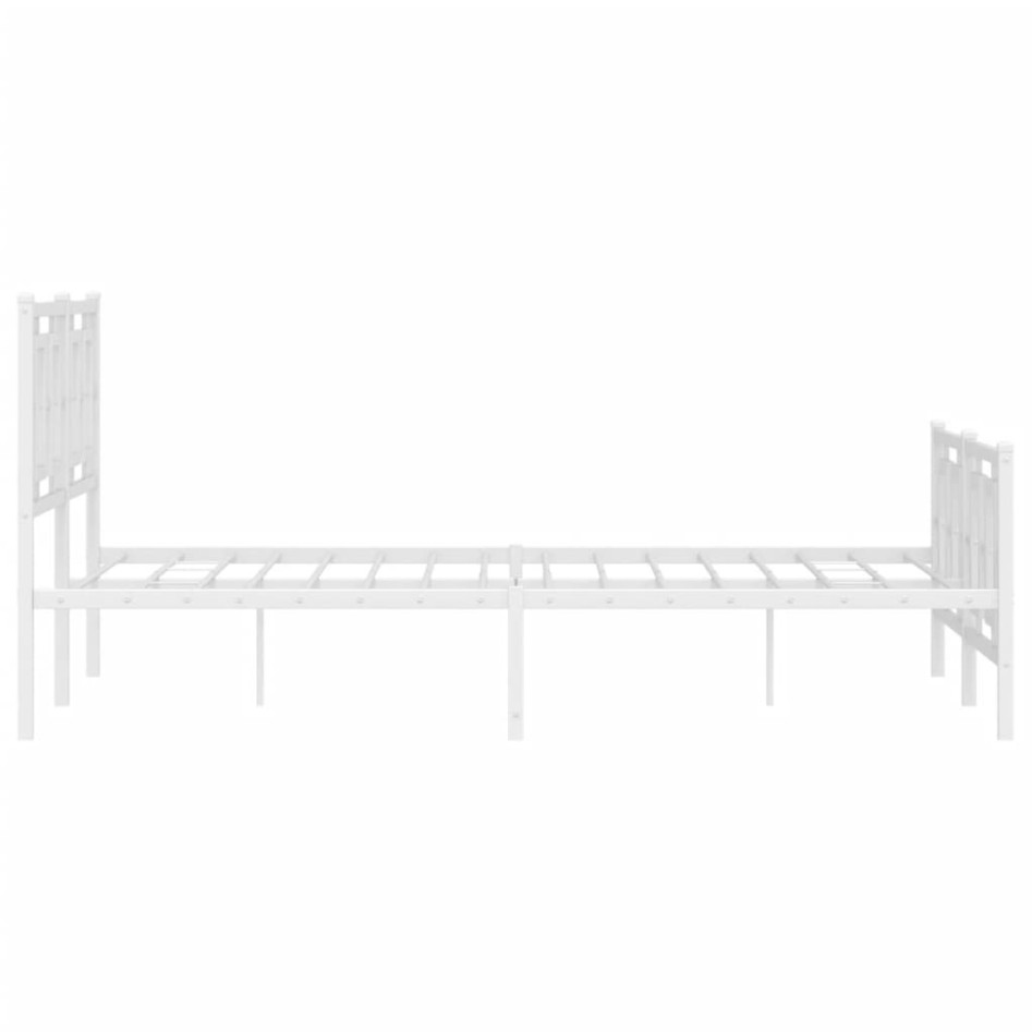 Estructura cama metal con cabecero y estribo blanco 135x190
