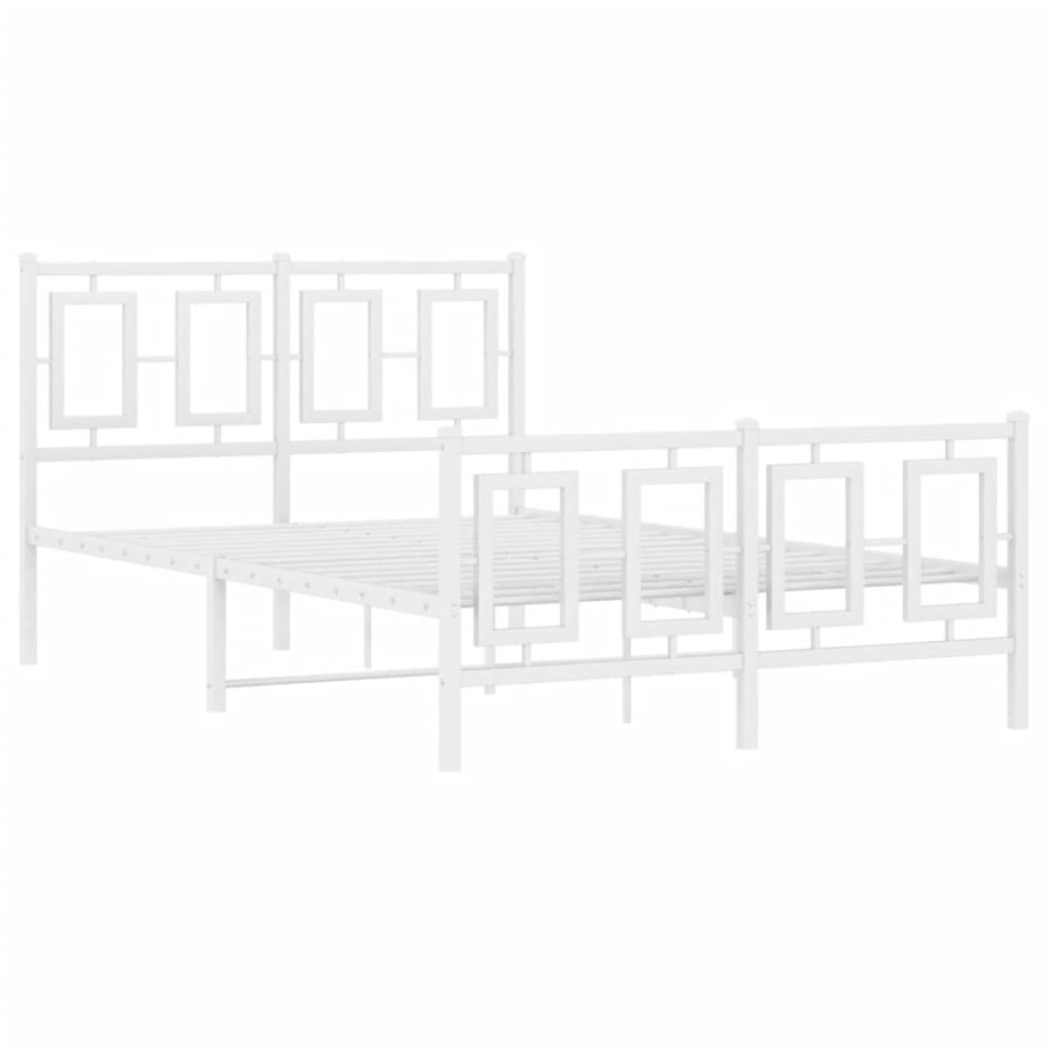 Estructura cama metal con cabecero y estribo blanco 120x190