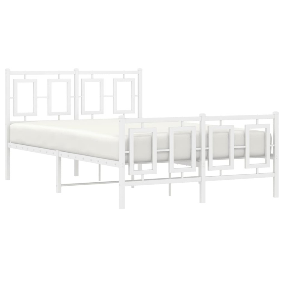 Estructura cama metal con cabecero y estribo blanco 120x190