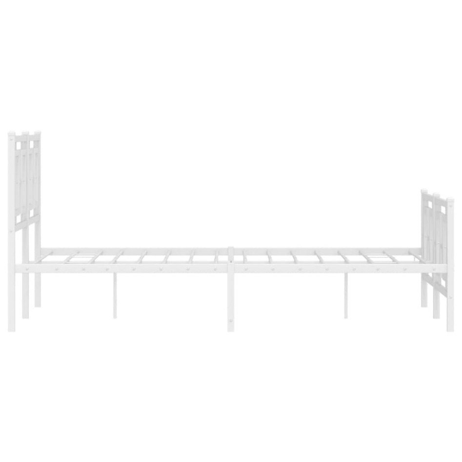 Estructura cama metal con cabecero y estribo blanco 120x190