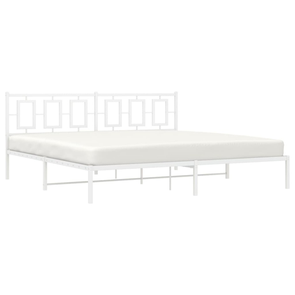 Estructura de cama de metal con cabecero blanco 193x203